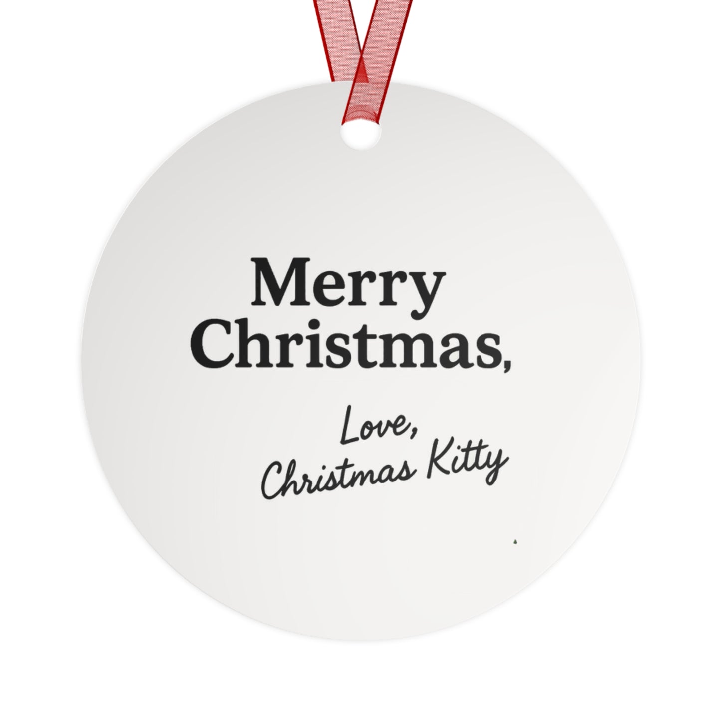 Christmas Kitty playing red Synthesizer—"Deck the Halls" 3.5" Ornament, Personalized "Merry Christmas, Love Christmas Kitty"