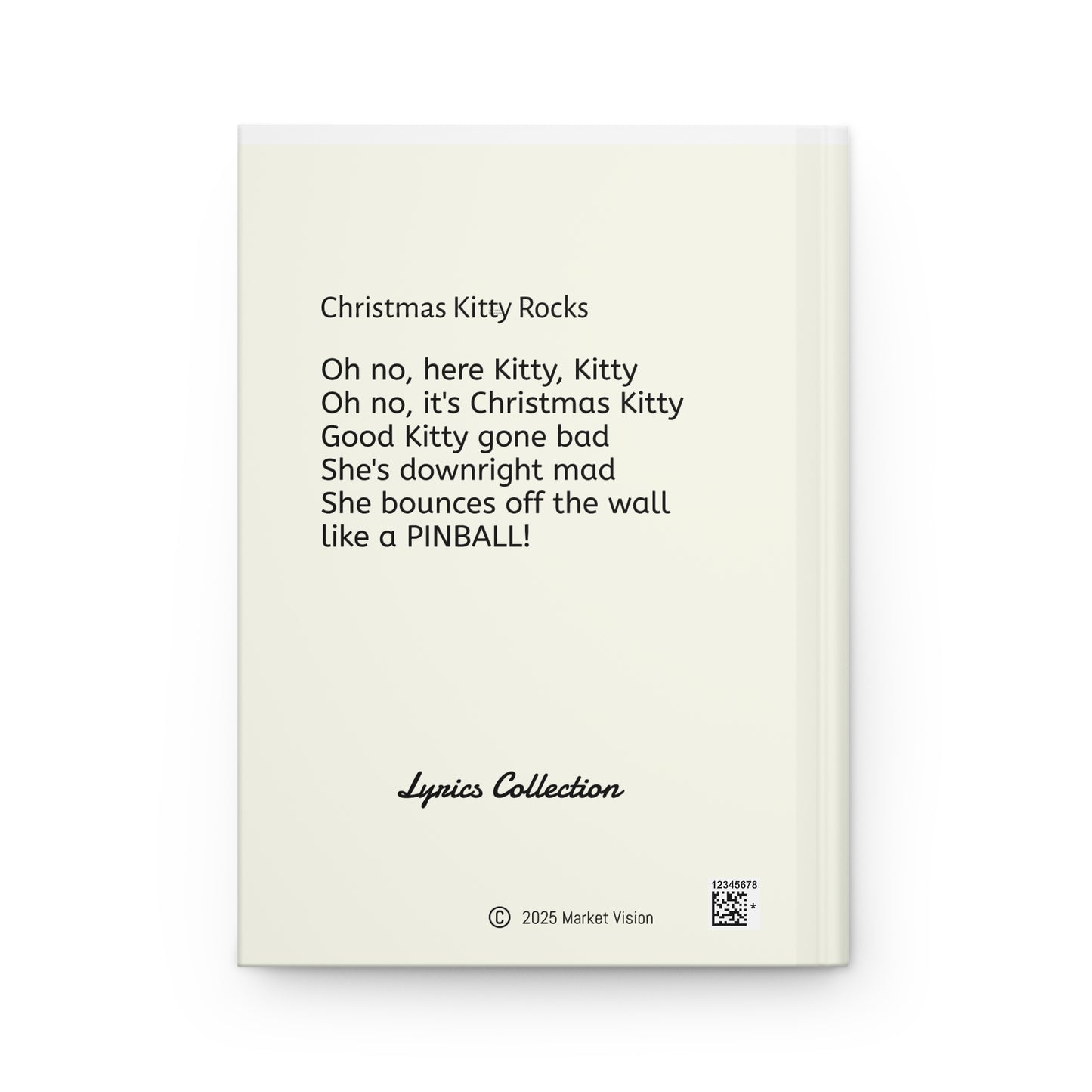 Sheet of paper with Christmas Kitty Rocks lyrics on a white background