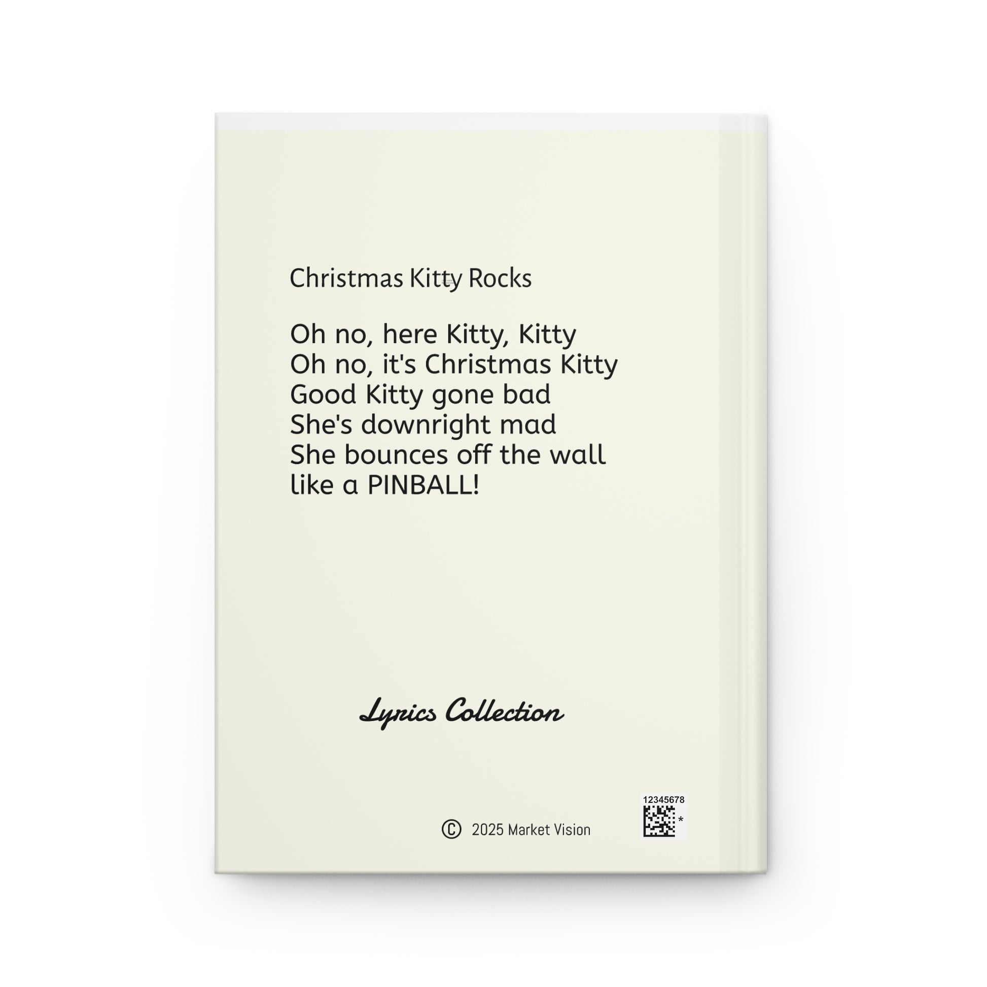 Sheet of paper with Christmas Kitty Rocks lyrics on a white background