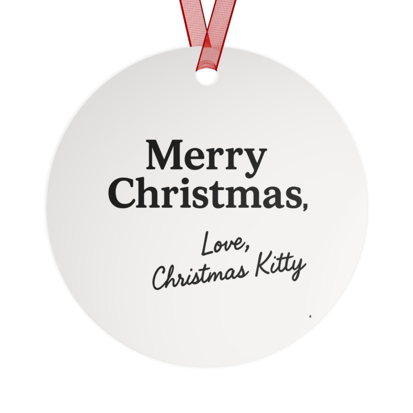 "Christmas Kitty" playing "Deck the Halls" on Red Synthesizer, 3.5 inch round Metal Ornament | "Christmas Kitty"
