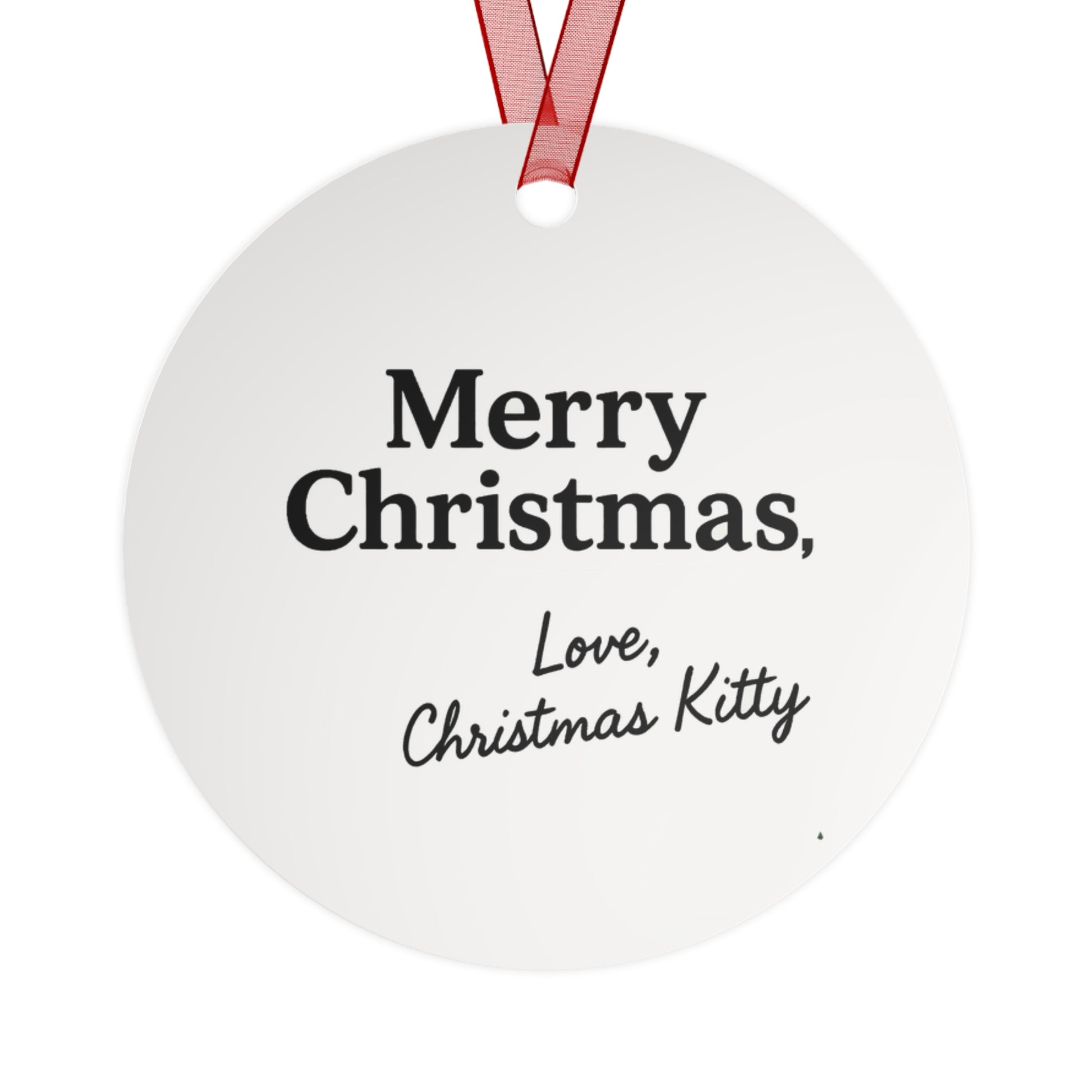 "Christmas Kitty" playing "Deck the Halls" on Red Synthesizer, 3.5 inch round Metal Ornament | "Christmas Kitty"