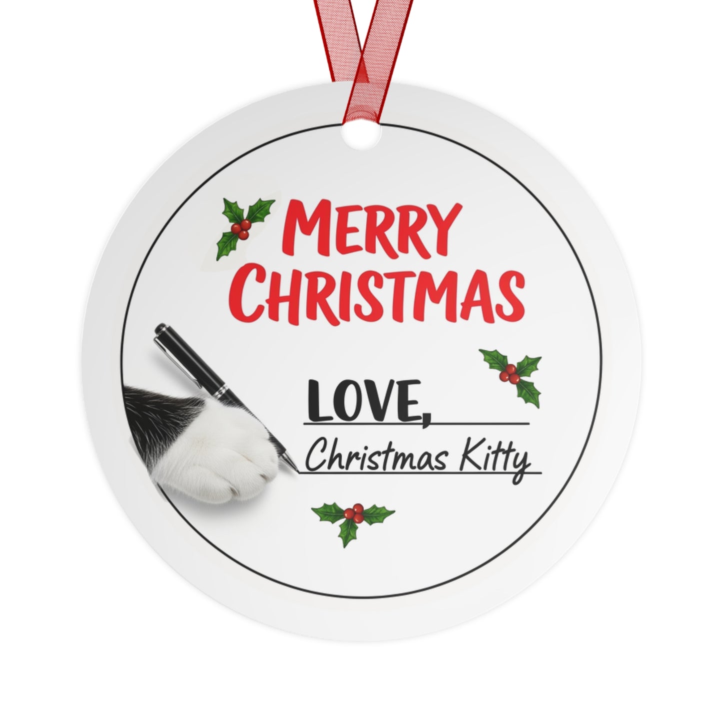 "Christmas Kitty" is "unboxing" a package!  3.5 inch Ornament from Song Lyric Collection