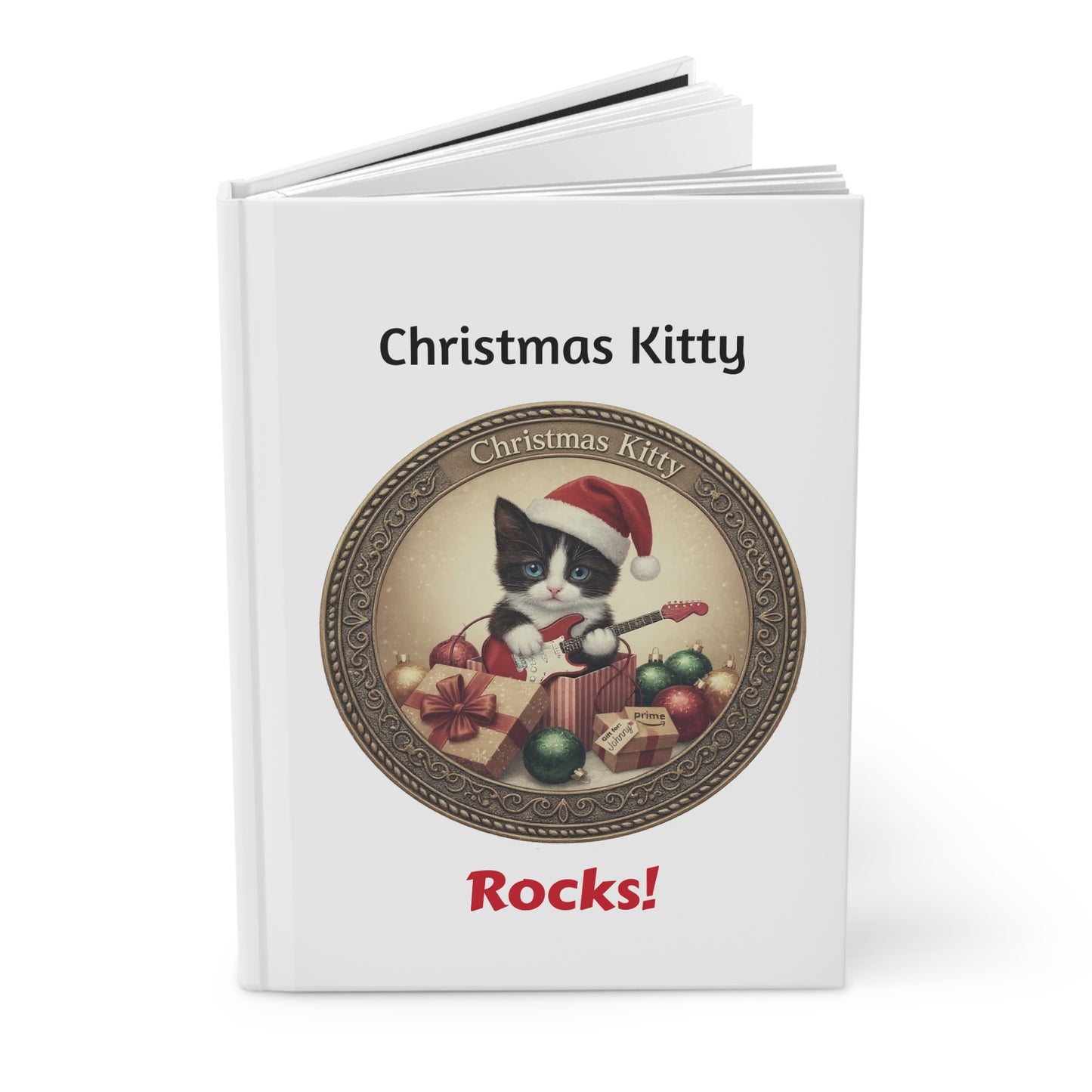 Hardcover Journal — Christmas Kitty Rocks!   Journal from "Lyrics Collection"