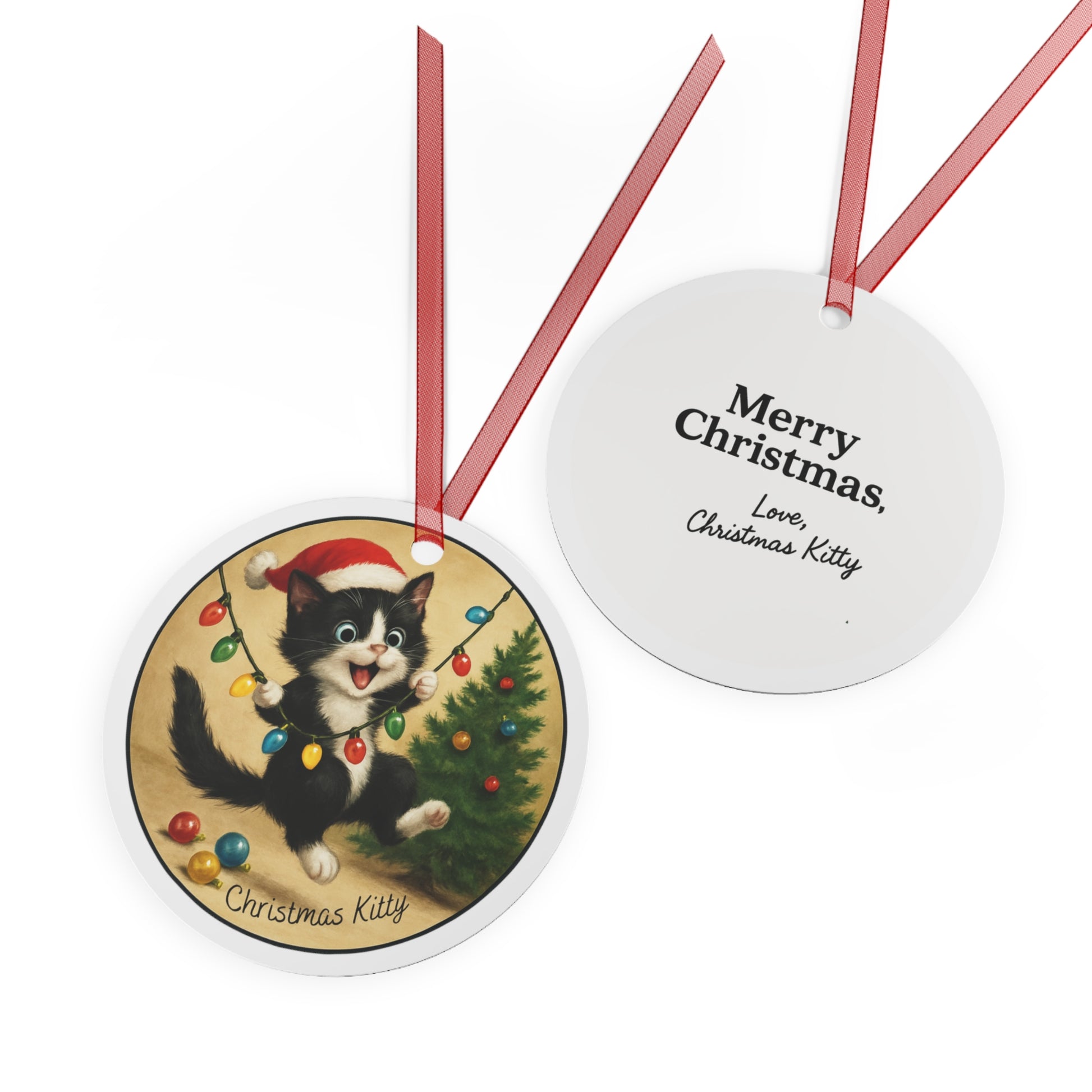 Christmas Kitty is Swinging from the Lights