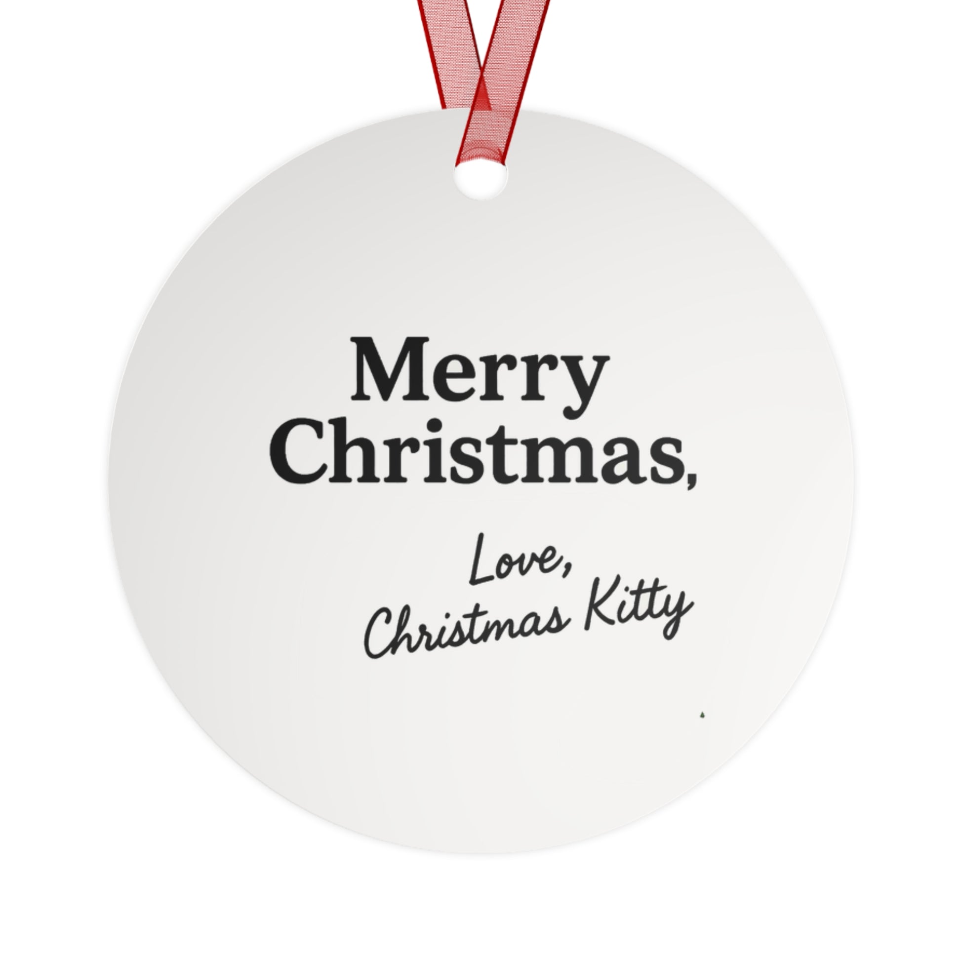 "Christmas Kitty" on Red Keyboard playing "Deck the Halls" 3.5 inch round ornament