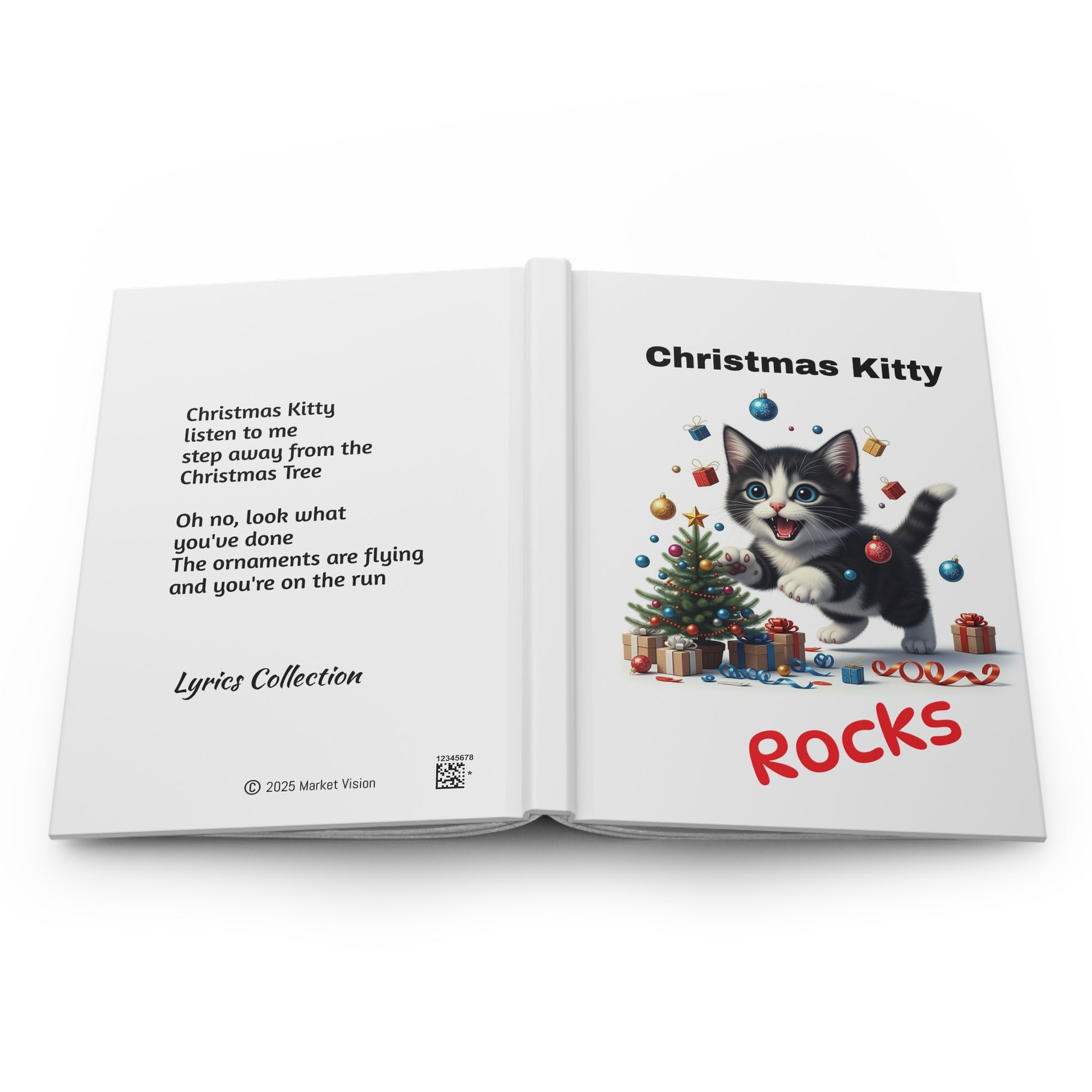 "Christmas Kitty Rocks" Hardcover Journal Matte-Lyrics Collection